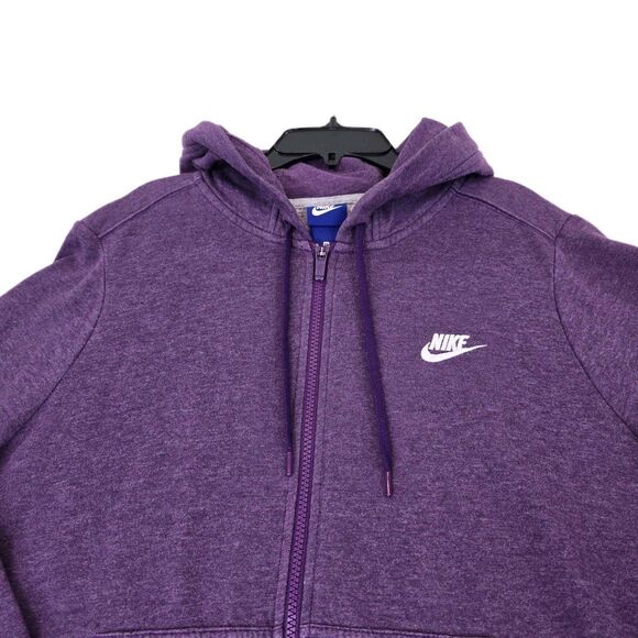 Nike Hoodie Womens XL Purple Full Zip Sweatshirt Drawstring Swoosh Logo 853930 - Picture 4 of 15